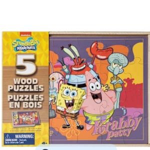 New SpongeBob SquarePants Colorful Wood Puzzle Set